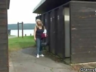 Plump full-blown girl fucked in a public changing room